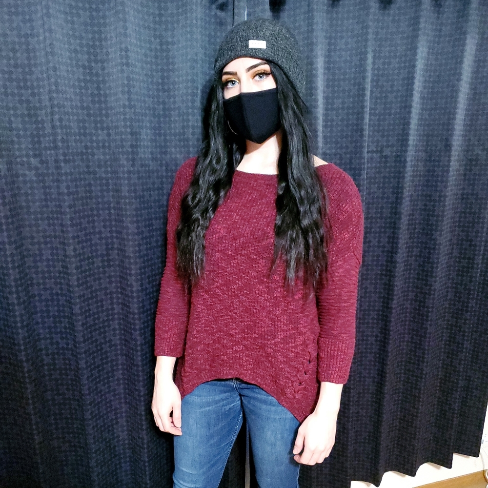 Express Dark Red Over Sized Sweater